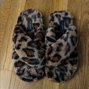 Ted Baker Brown Leopard Faux Fur Slippers
